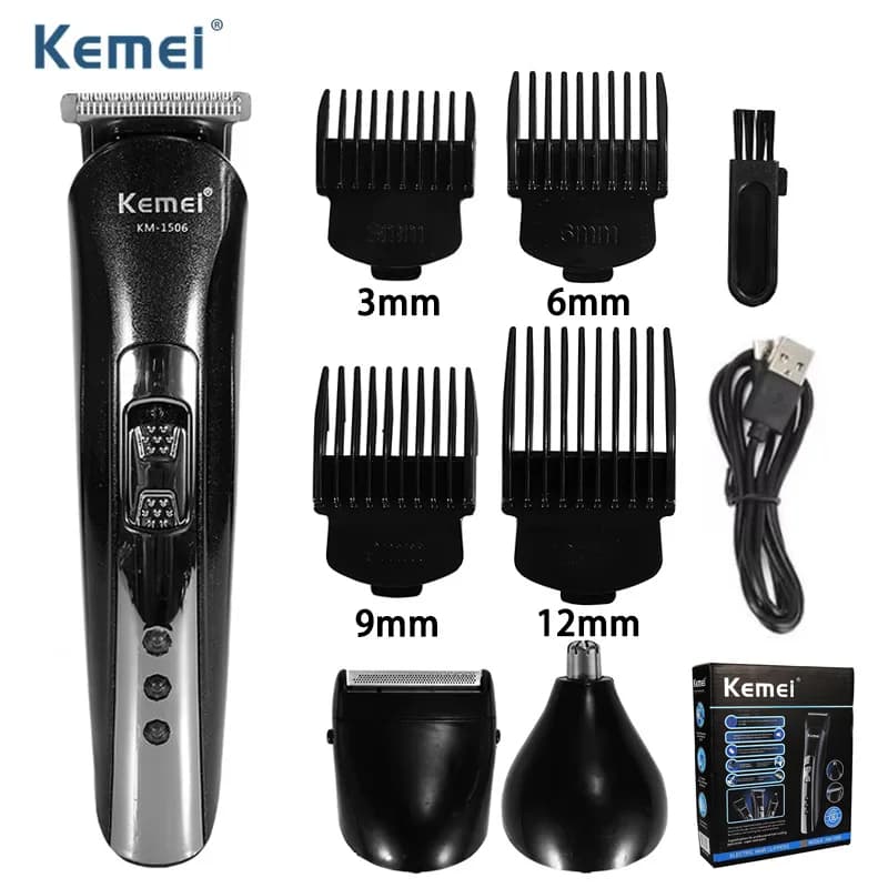 Kemei KM-1506 Electric Haircut 3 in 1 USB Charging Razor Rechargeable Nose Haircuts Professional Shaving Machine