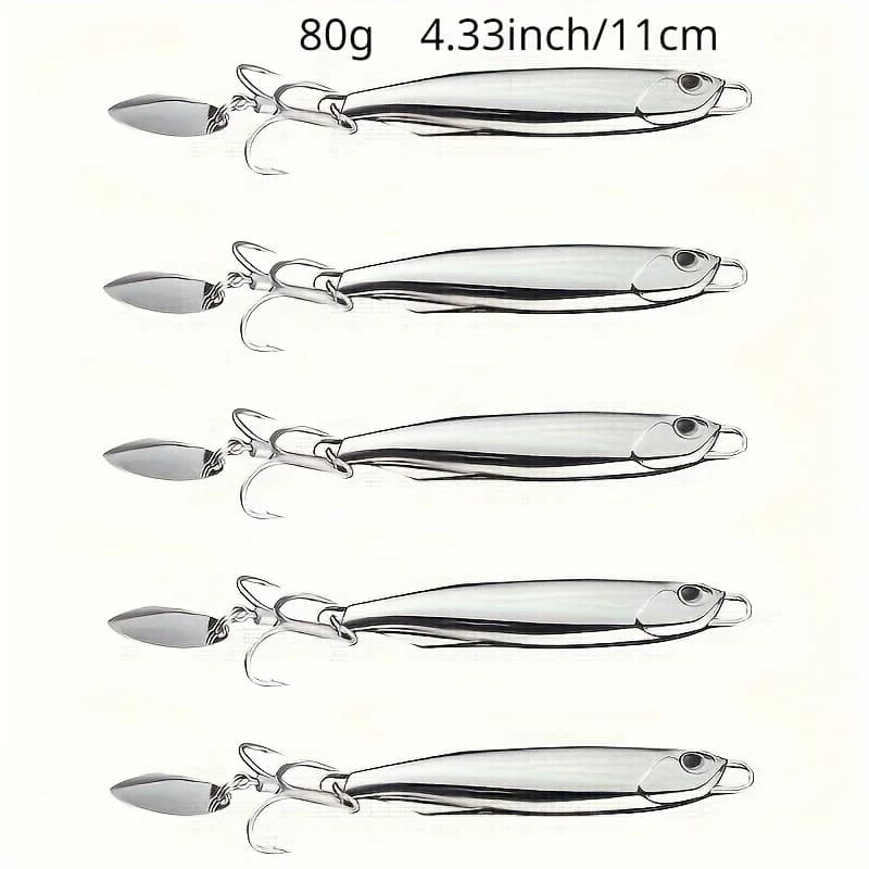5Pcs/Pack Electroplated Iron Plate Bait 15g 20g 30g 40g 60g 80g Road Sub Sea Fishing Fake Bait Rotating Sequin Mackerel Bait