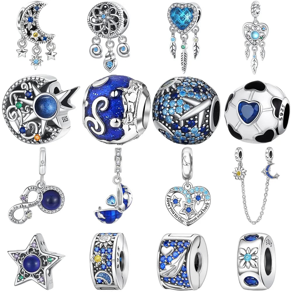 Silver 925 Moon Star Dreamcatcher Charms Beads Fit Original Bracelets Bag Keychain Charms Beads Pendant Diy Women Jewelry Gift