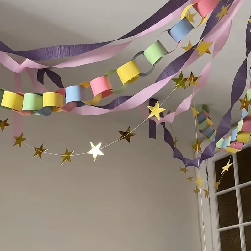 100pcs Strip Material Paper - DIY Rainbow Hanging Ring Ornaments, Party and Holiday Scene Decoration, Birthday Party Weddings