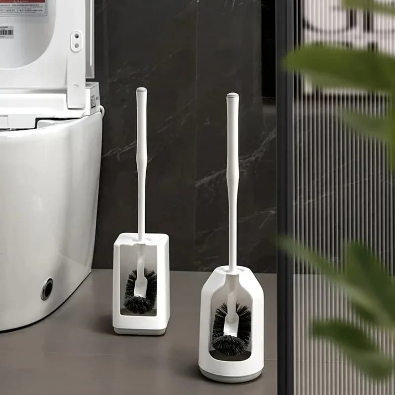 1set Toilet Brush with Holder – Long Handle Deep Cleaning Brush, Soft Bristles Bathroom Scrubber, Toilet Cleaning Set