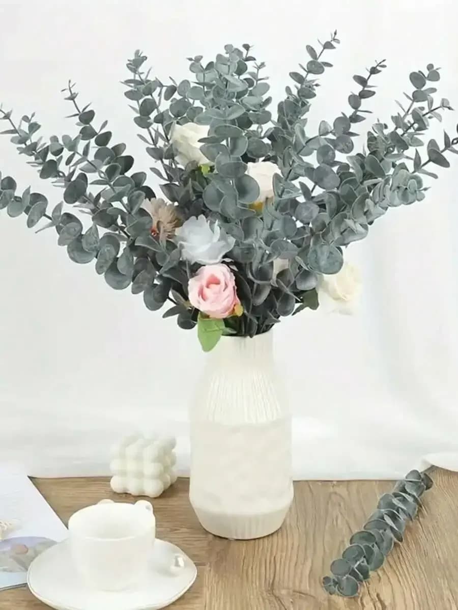 5/10Pcs Eucalyptus Stems Artificial Plants Faux Eucalyptus Branches Faux Eucalyptus Stem For Wedding Bouquet Home Decor