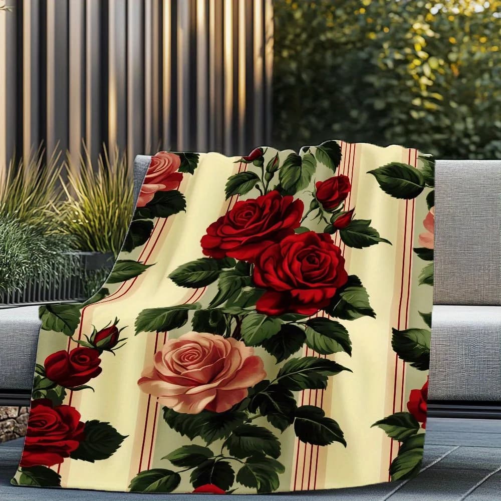 Retro Striped Throw Blanket, Ultra Soft Cozy Warm Bedspread for Sofa Bed Living Room Picnic, Versatile All-Season Home Decor