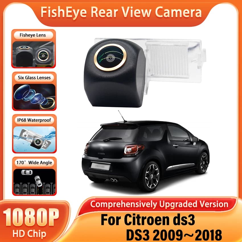 Telecamera posteriore per Citroen ds3 DS3 2009 ~ 2018 CCD Visione notturna Targa Telecamera Parcheggio retromarcia Telecamera di backup Obiettivo Fisheye