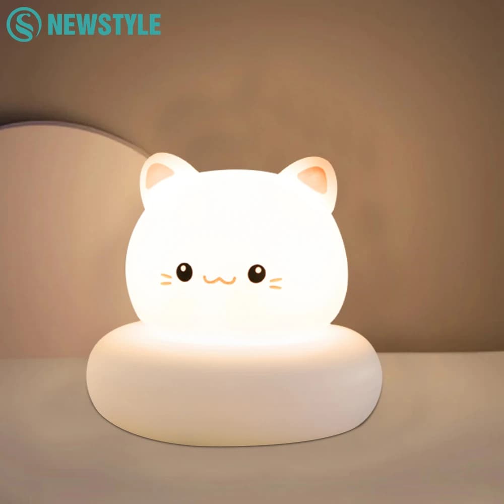 Luce notturna a LED per cameretta, a forma di gatto, 3 livelli di luminosità regolabile, luce notturna da comodino per bambini, luce touch per neonati, regalo per bambini e bambine