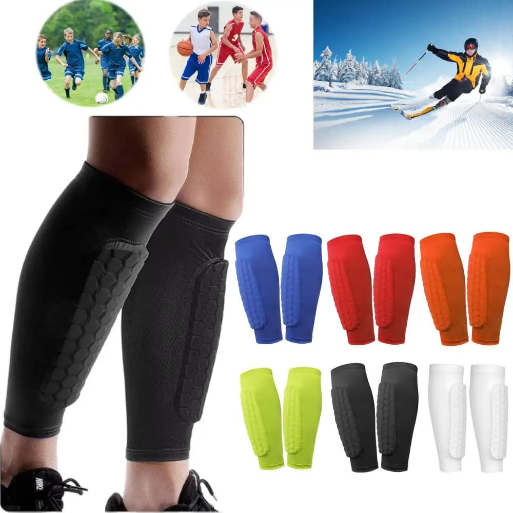 Parastinchi a Nido d'Ape, Protezioni per Gambe da Sci, Traspiranti, Antiurto, per Calcio, Basket, Ciclismo, Attrezzatura Protettiva Elastica per Sport