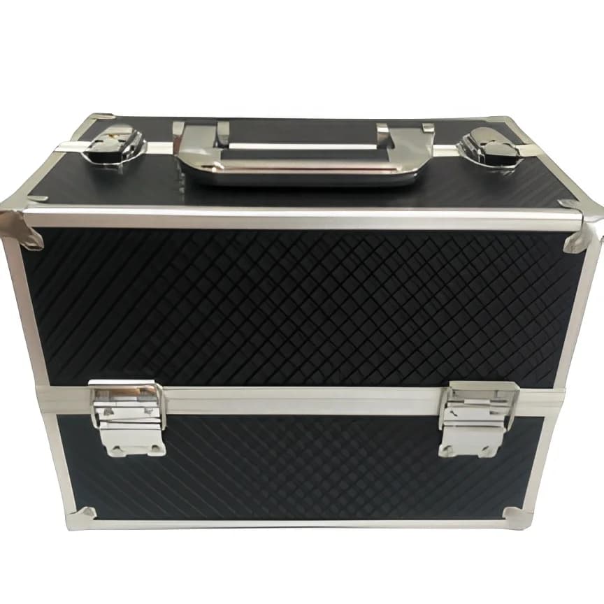 2026 Hard Aluminium Black ToolBox Fishing Tackle Bait Box Fold Out Trays Case