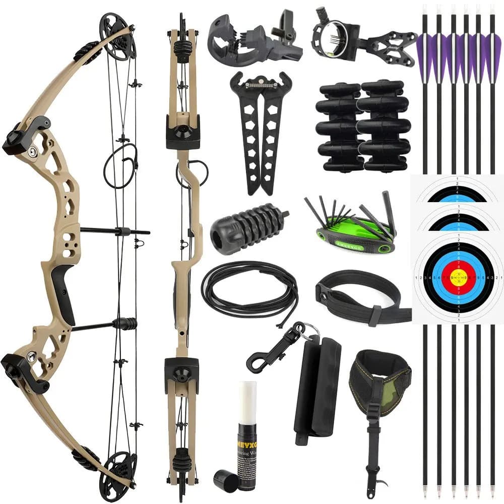 30-55lbs Arco composto regolabile Set Caccia Let-off 70% Frecce in carbonio 310fps Tiro con l'arco Tiro al bersaglio Sinistra/Destra Accessori US
