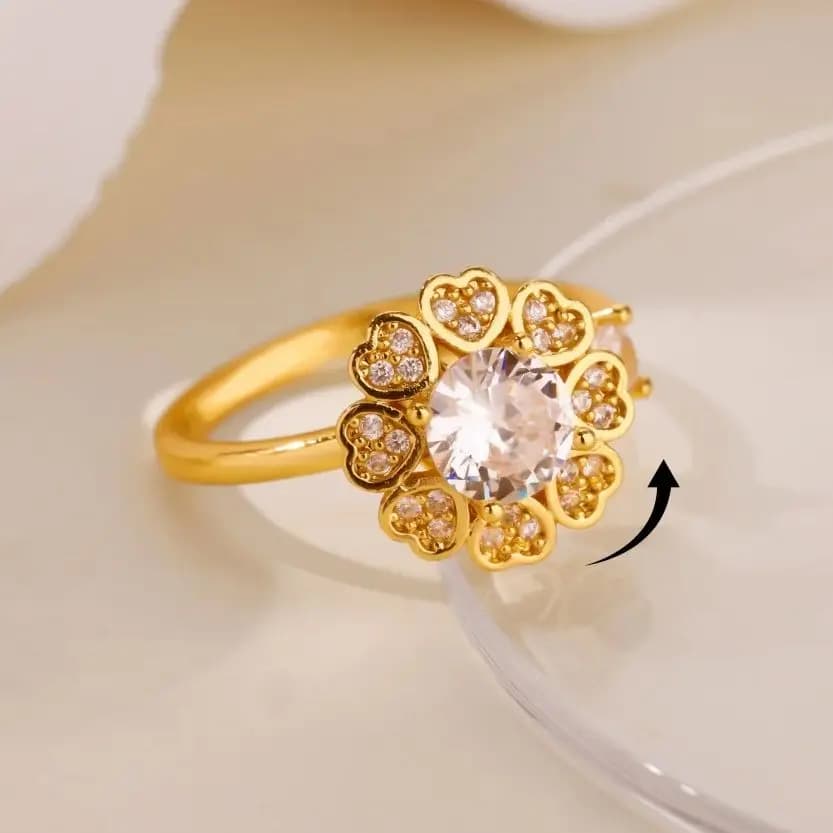 Anelli per nocche Fidget Spinner di lusso per le donne Anti ansia Fiore di cristallo lucido Accessori per gioielli con anello rotante antistress