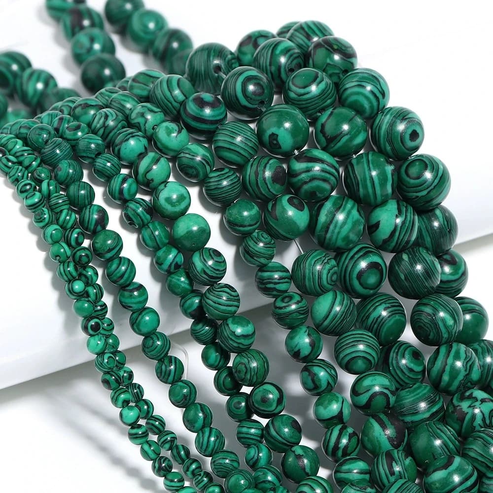 Perline di pietra malachite verde naturale 4/6/8/10/12mm Perline distanziatrici allentate per la creazione di gioielli Accessori per collane e braccialetti
