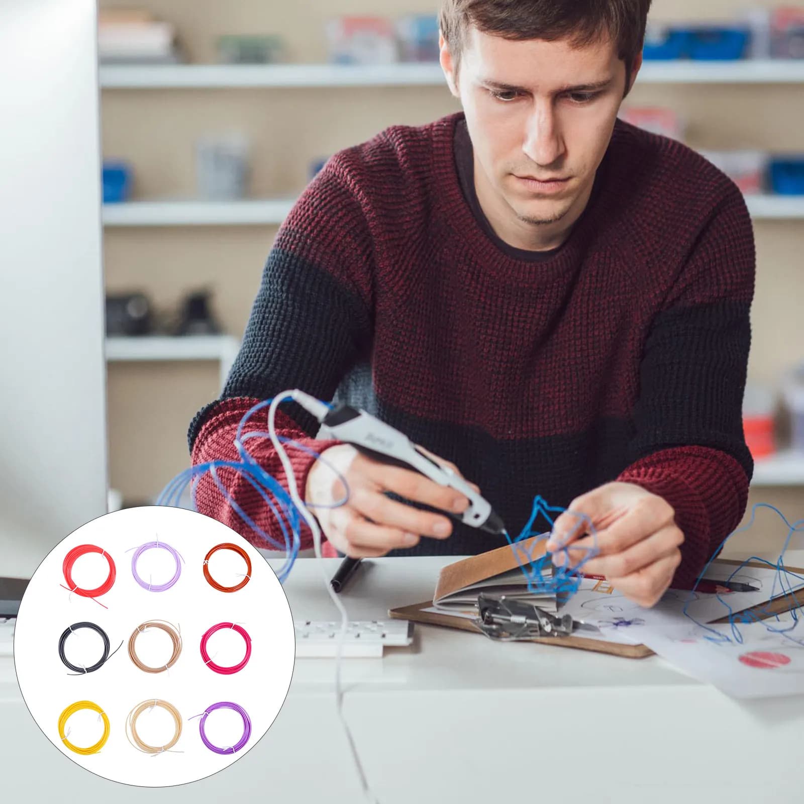 30 Pezzi 30 Colori Filamento PLA per Stampa 3D da 1,75mm per Penne e Stampanti 3D, Alta Precisione, Finitura Lucida, Senza Bolle, Resistente