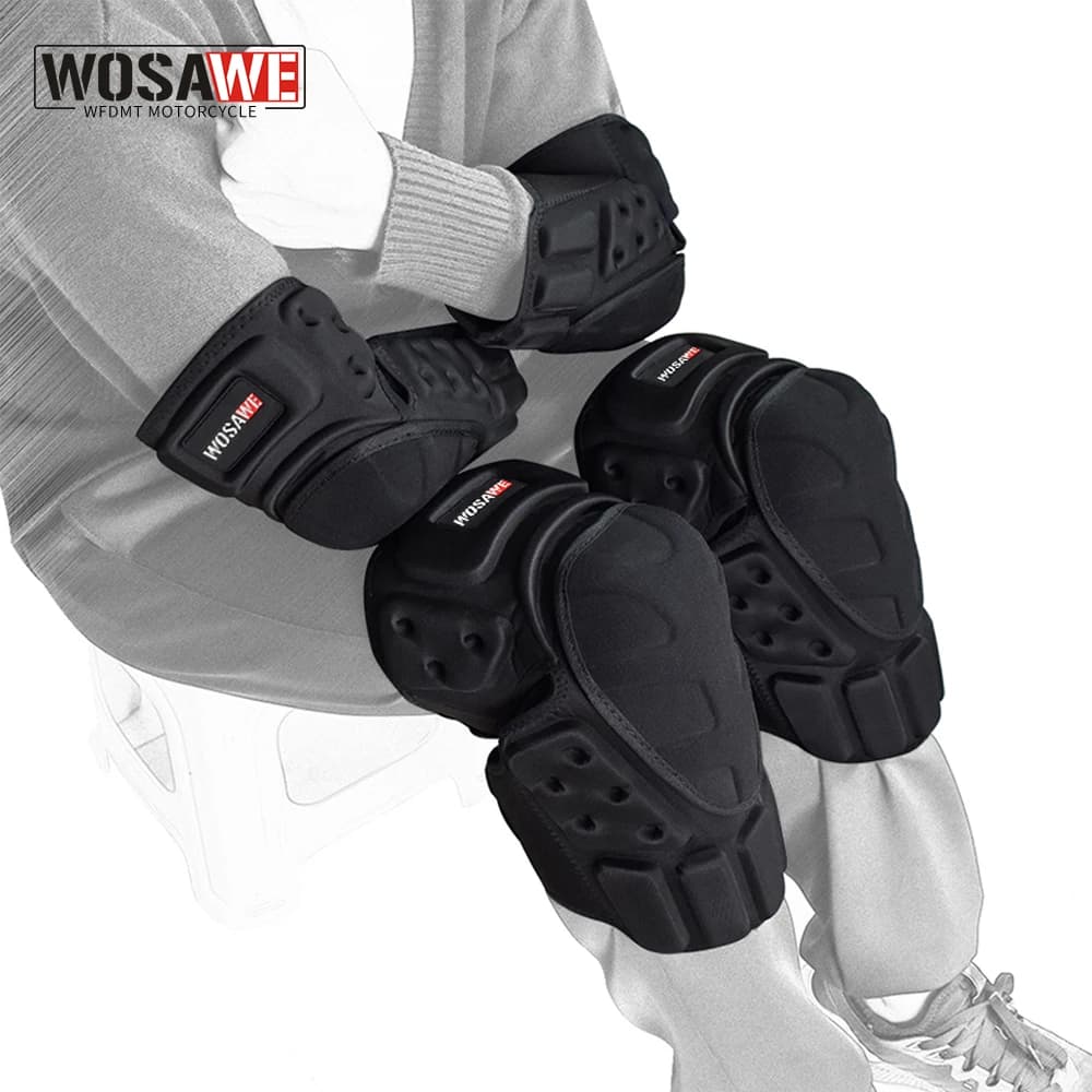 WOSAWE Protezioni Ginocchia e Gomiti per Moto, Supporto Ginocchio Motocross, Attrezzatura da Corsa MTB, Equipaggiamento Sci e Skateboard