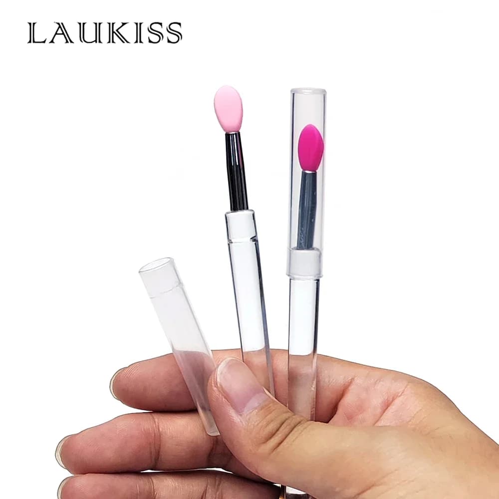 Pennello per labbra in silicone riutilizzabile da 2 pezzi con coperchio Strumento di trucco multifunzionale per rossetto Lucidalabbra Balsamo per labbra Pennelli applicatori morbidi