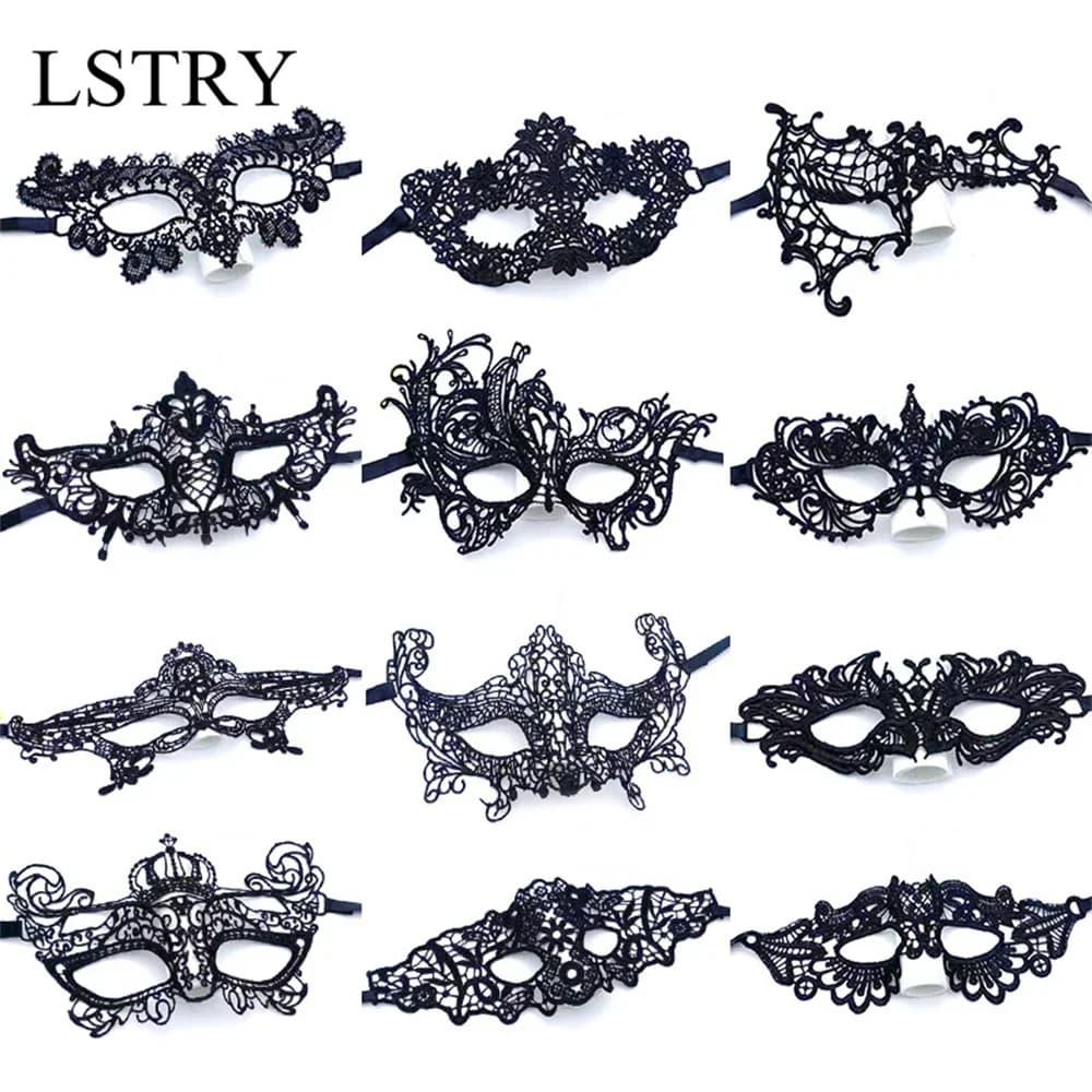 Women Hollow Lace Masquerade Face Mask Sexy Cosplay Prom Party Props Costume Halloween Masquerade Mask Nightclub Queen Eye Mask