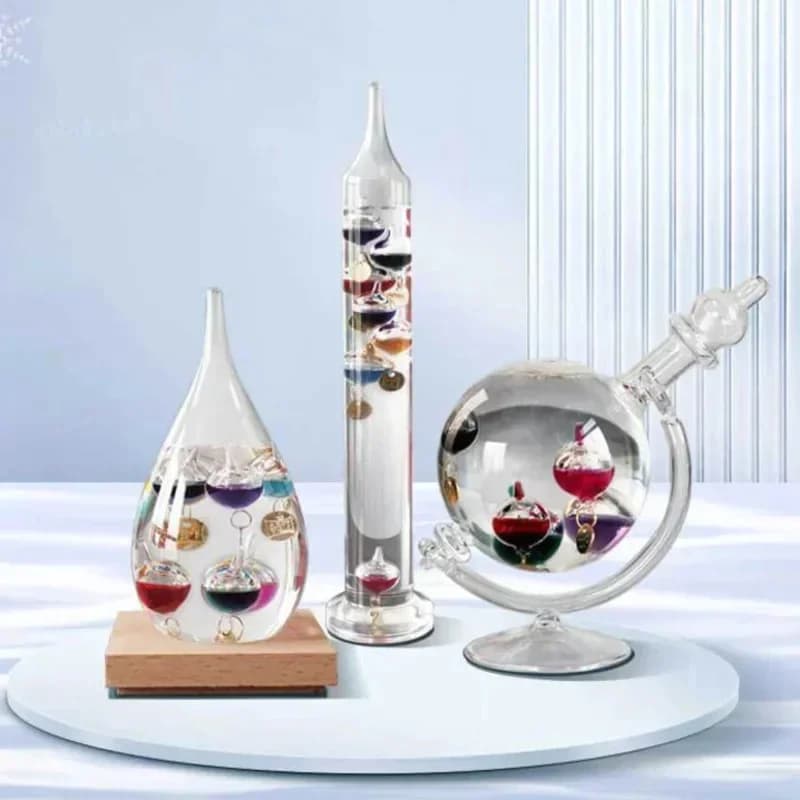 Galileo Thermometer Celsius Glass Decor for Living Room Table Home Centerpiece Display Office Desk Gift for Friends Birthday