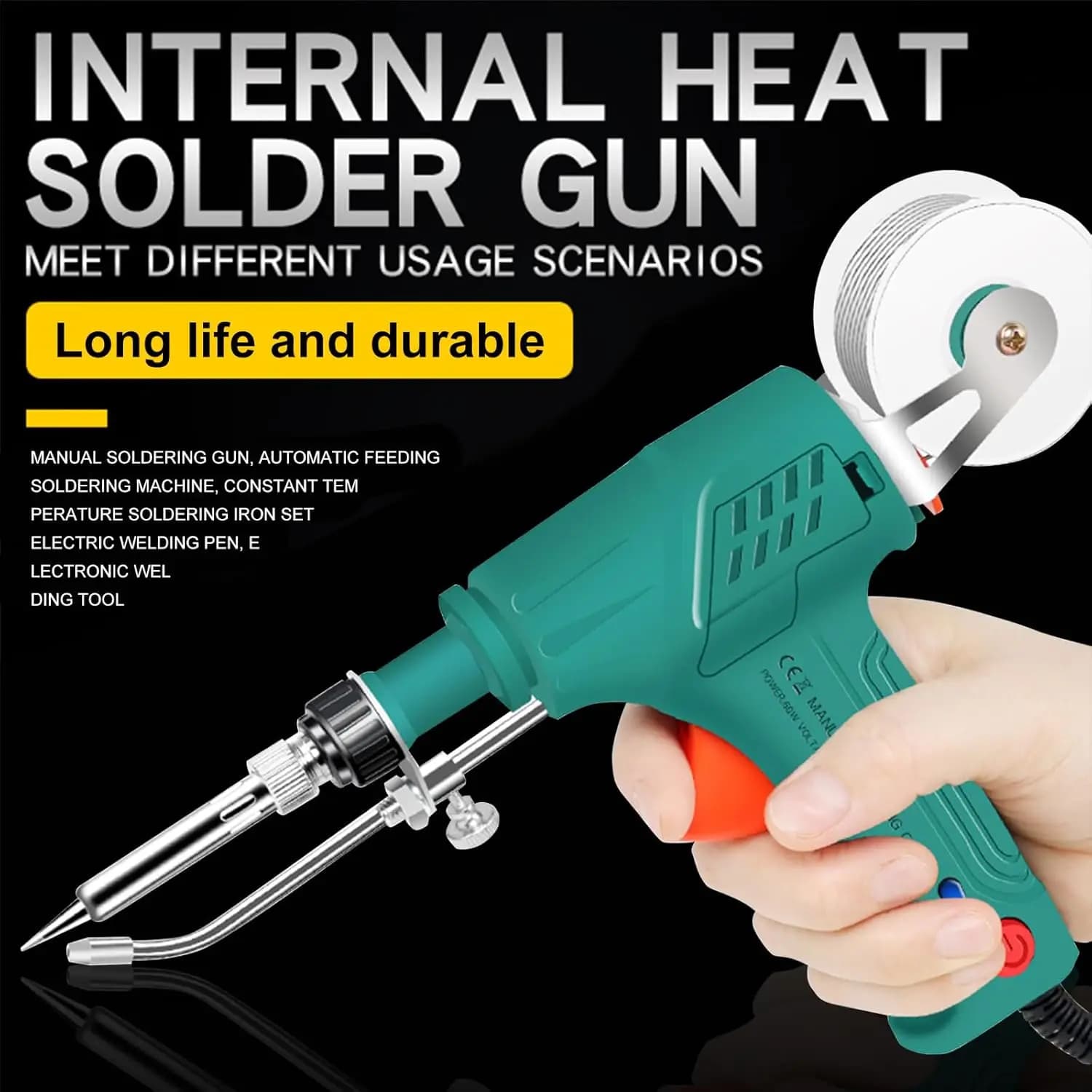 Saldatore Elettrico 60W 110V/220V, Set Multifunzione con Pistola per Saldatura, Strumento Industriale per Saldatura a Riscaldamento Interno