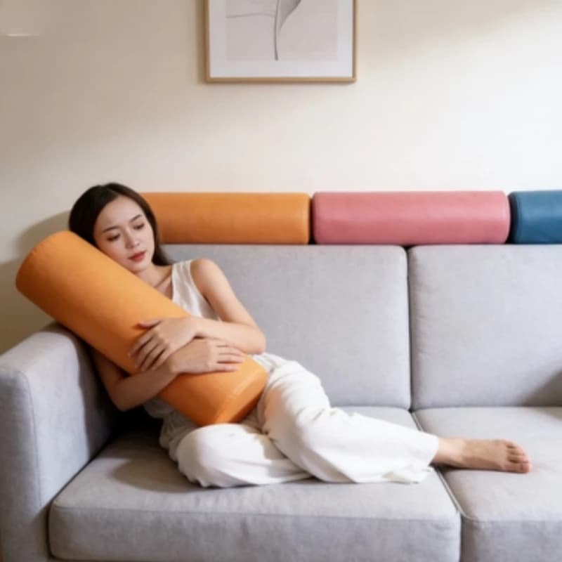 Cuscino Cilindrico per Supporto Totale del Corpo, Cuscino Lombare per Ufficio, Cuscino Lungo per Gambe per Divano e per Dormire