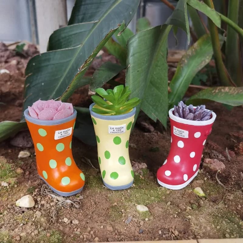 Vaso per Fiori Creativo a Forma di Scarpa da Pioggia in Resina, Ornamento per Esterni, Cortile, Balcone, Piante Succulente, Bonsai, Decorazione da Giardino