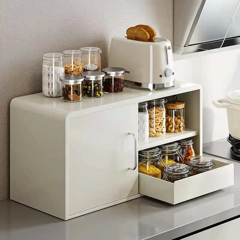 Kitchen Countertop Storage Shelf Multi-Functional Spice Oil Salt Sauce and Vinegar Storage Dustproof Water Cup Tea Set Organizer