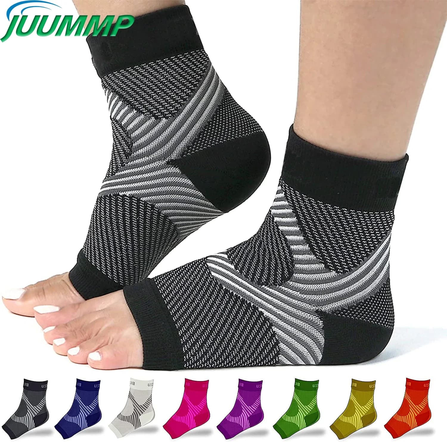 JUUMMP 1 paio di fascite plantare compressione cavigliera calze maniche, supporto plantare, dolore al tallone, tendinite d'Achille sollievo