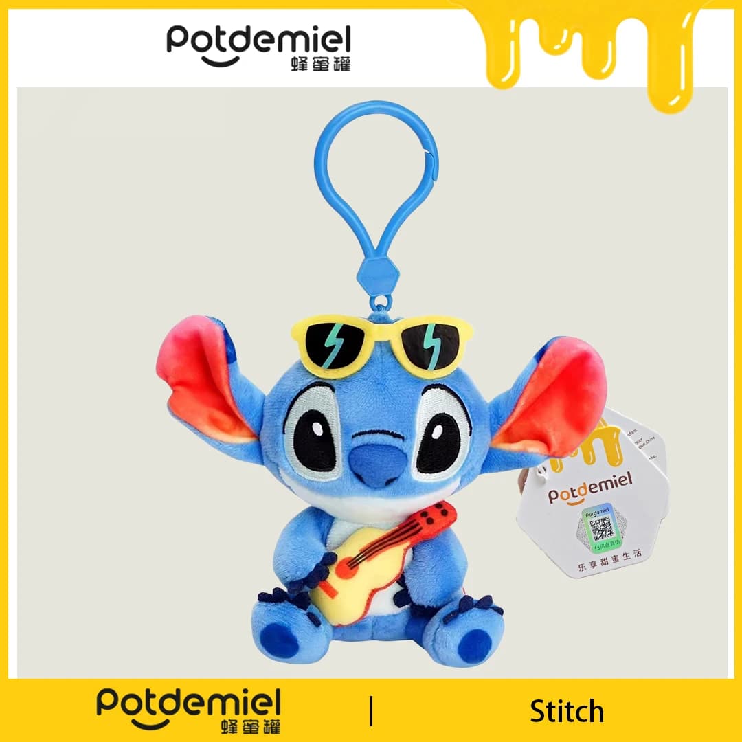 Potdemiel Disney Stitch Plush Accessory Ukulele Sunglasses Soft Cartoon Bag Dangler Summer Gift For Girls Casual Purse Decor