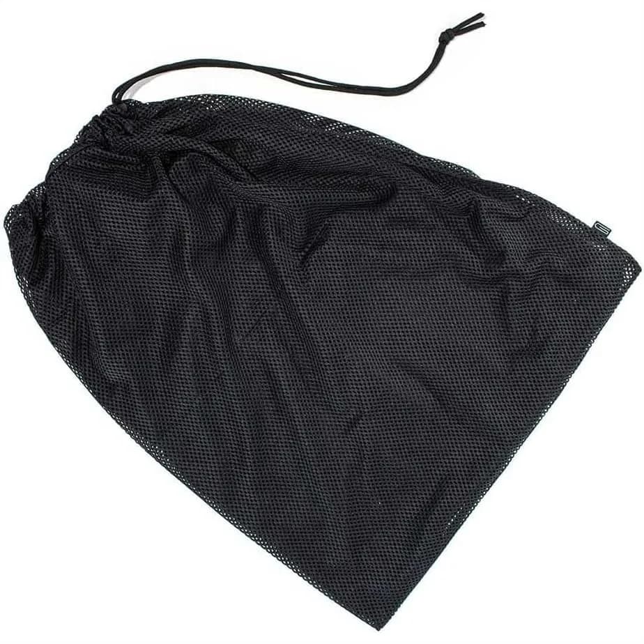 Borsa a rete 12x18 pollici per lavanderia, spiaggia, campeggio - Borsa con coulisse in poliestere resistente con cordino di emergenza, nera