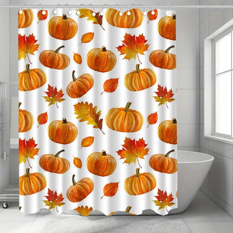 Foglie di zucca Tenda da doccia lavabile resistente allo sporco Soffione doccia Tenda da bagno in poliestere impermeabile per accessori per la decorazione domestica