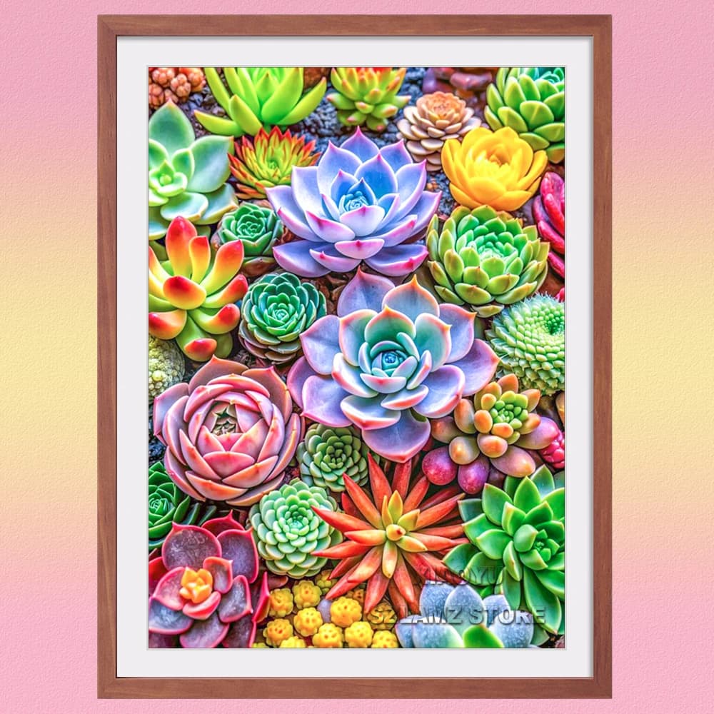 DIY 5D Diamond Art Painting Plants Beautiful Colorful Succulent Series Full Diamond Embroidery Kit Handmade Home Decoration