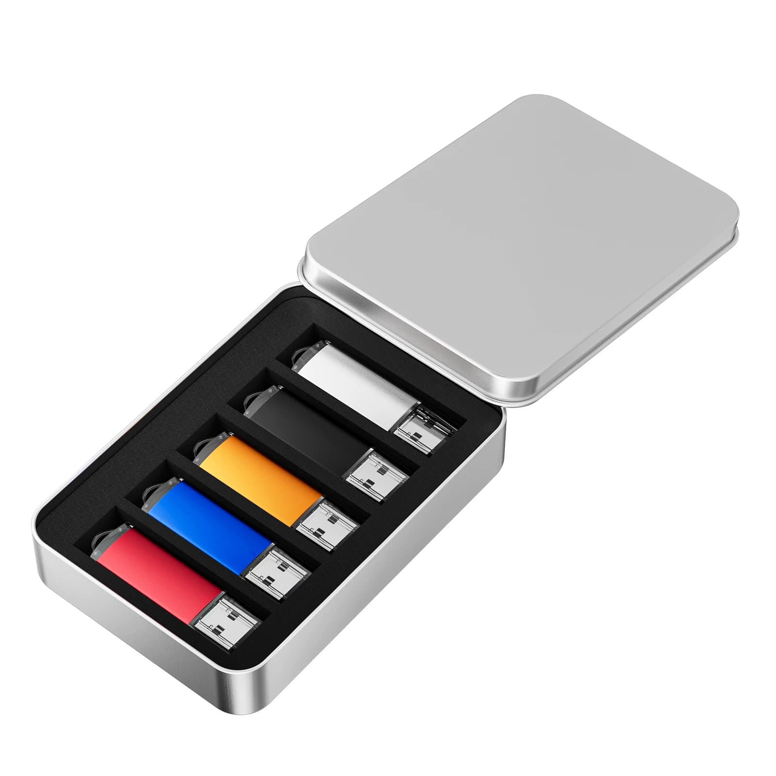 Chiavetta USB in plastica da 5 pezzi/lotto, 4GB, 8GB, 16GB, 32GB, 64GB, con custodia ibrida in metallo.