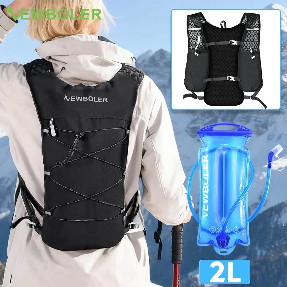 NEWBOLER Zaino per idratazione leggero per ciclismo, sport all'aria aperta, campeggio, arrampicata, alpinismo, borsa da viaggio per acqua, 500ML/2L
