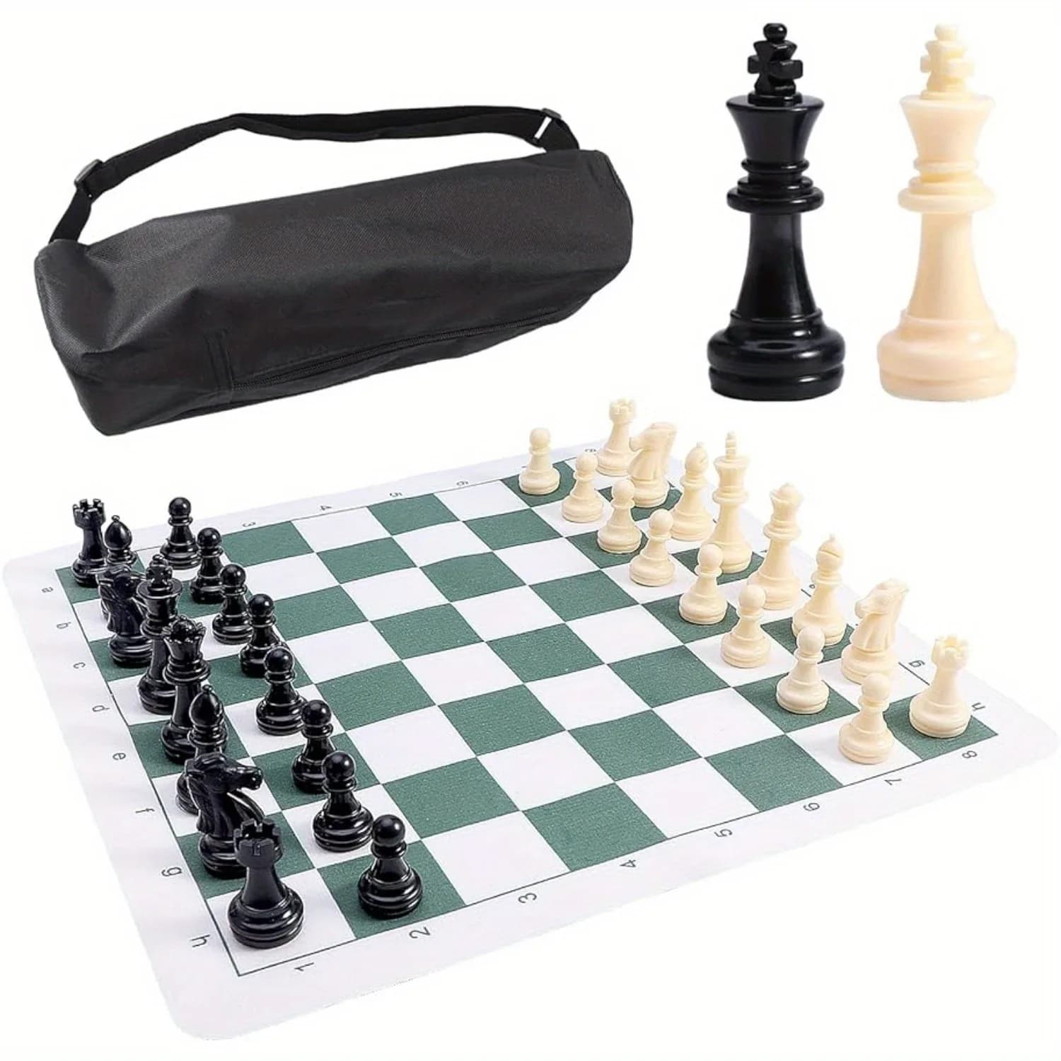 High-Quality Imitation Faux Leather Chess Set with a Foldable Mat, Game Pieces, And Carrying Bag for Gatherings, Leisure Games