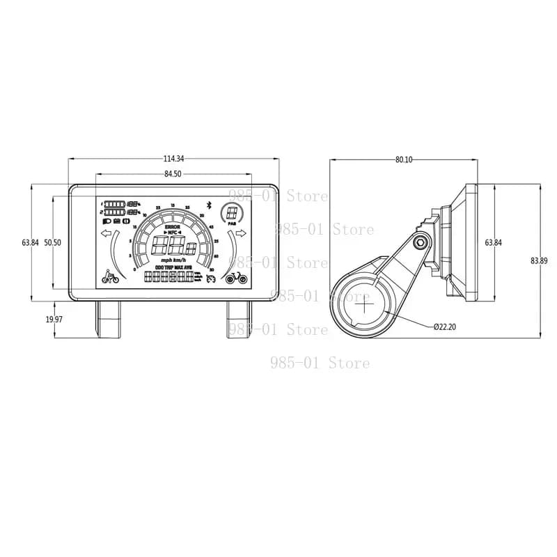 Sistema di sensore di luce NFC da 24V a 72V con accensione/spegnimento, display 808, contachilometri, indicatore di carica batteria, misuratore LCD da 4 pollici per E-Bike