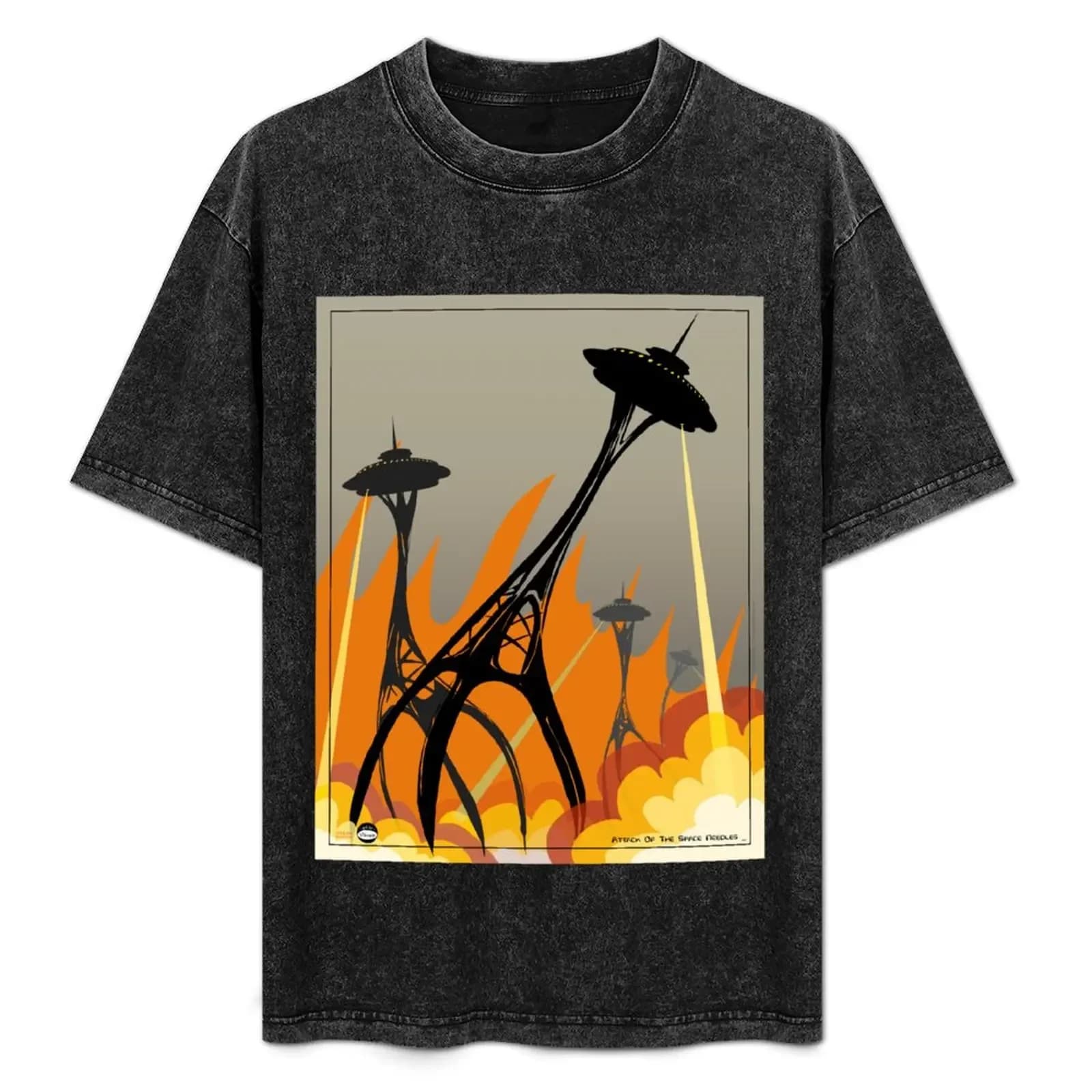 Attack of the Space Needles T-Shirt Work Duty Casual T-Shirt