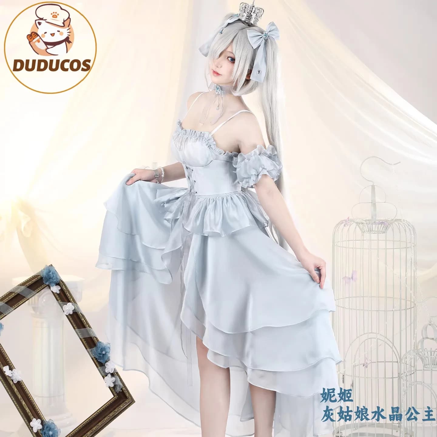 DUDU SR Set Completo Costume da Cenerentola in Vetro, Outfit per Cosplay da Principessa