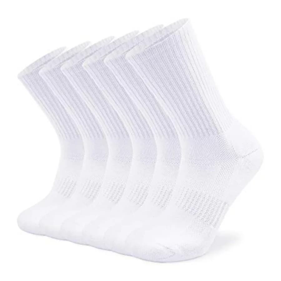 Unisex Cushioned Crew Training Athletic Socks Men and Women with Combed Cotton Moisture Wicking Breathable Performance