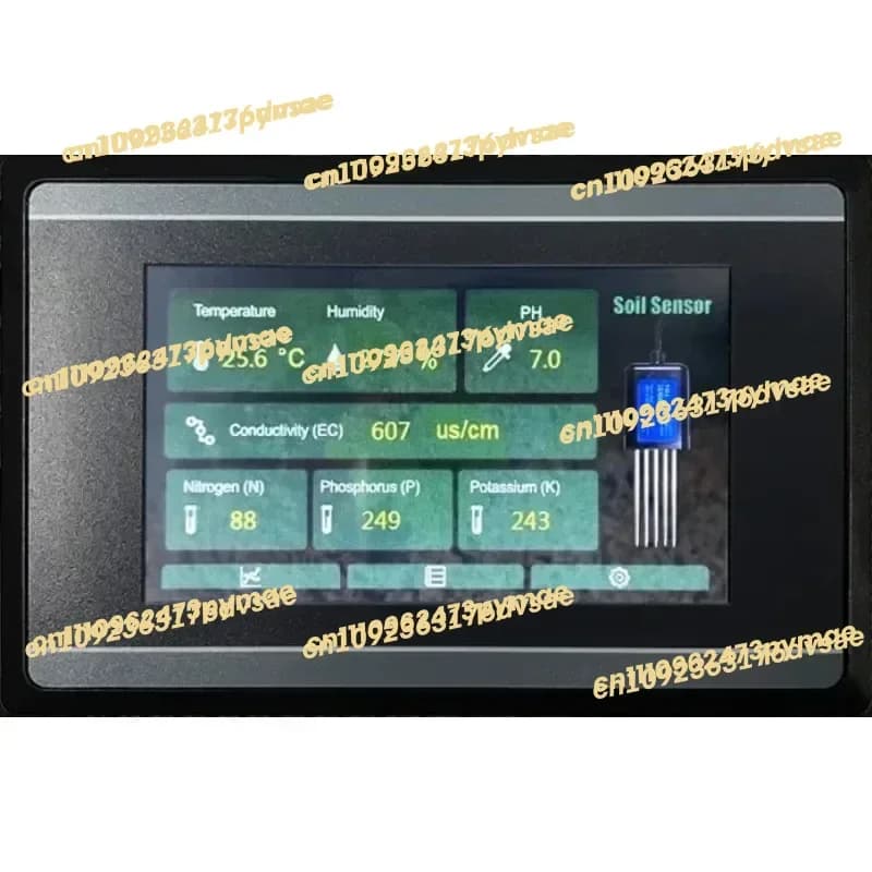 Measuring and Logging RS485 Soil Moisture Temperature Humidity EC PH NPK Sensor with HMI Touch Screen