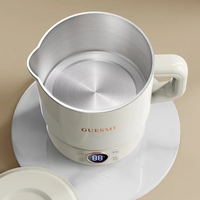 Bollitore elettrico pieghevole in acciaio inossidabile 304 da 1500 ml portatile con tazza riscaldante da 800 ml Teiera lenta da cucina adatta ai viaggi