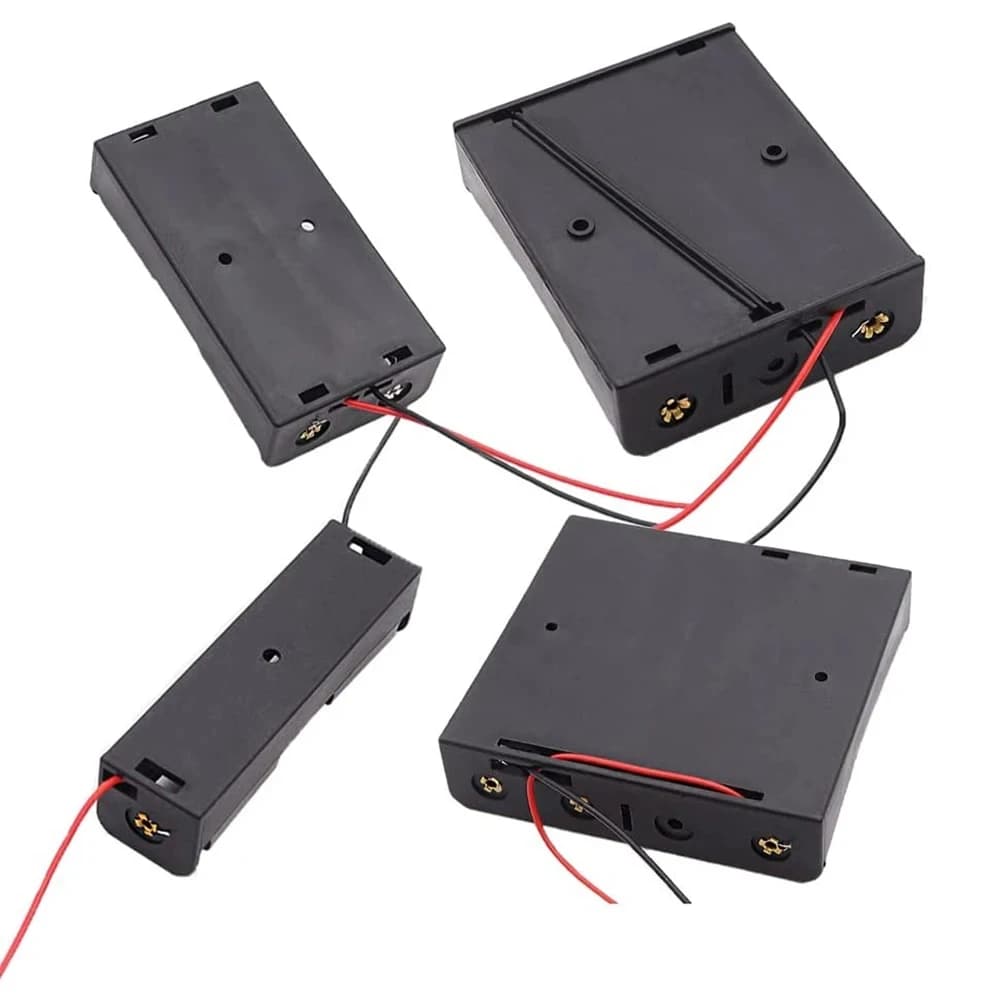 3PCS 18650 Battery Box Plastic Container for Cells 1/2/3/4 with Connecting Red Black Cables 1 slot Battery Case for 3.7 V