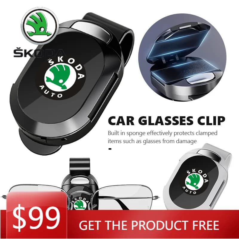 Auto Glasses Clip Sunglasses Clip Card Ticket Holder Car Accessorie For Skoda Rapid Octavia Derivative Enyaq-iV VisionS Yeti