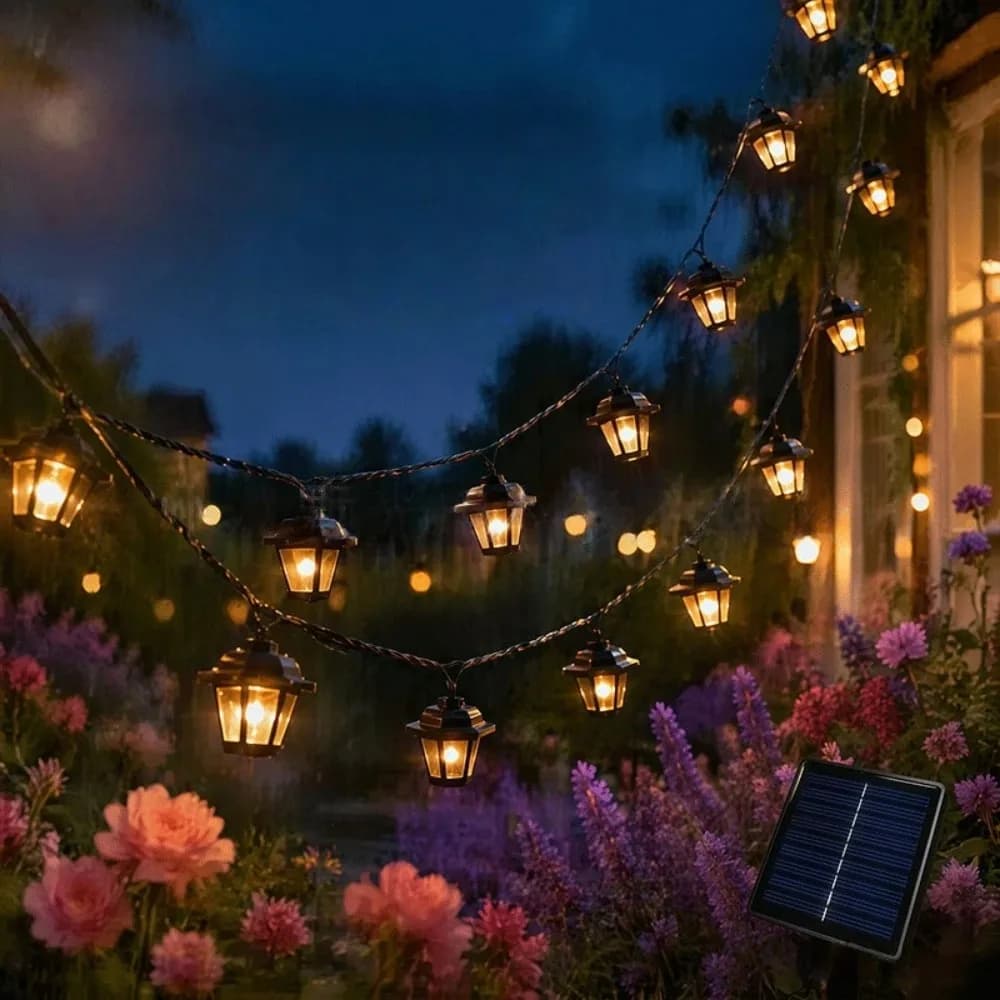 Solar String Lights Hexagonal Lantern Outdoor Garden Fairy Lights Waterproof Decorative Lamps for Patio Yard Decor Patio Lamp