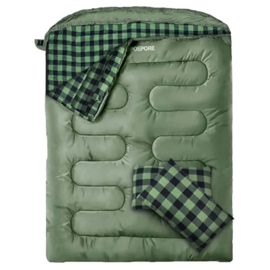 Double Pele Bag in Flannel for Adults with 2 Cushions, XXL Queen Size Pele Bag for Two Persons