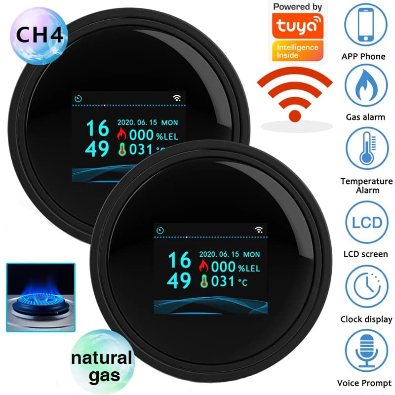 MINI 2.4G Wifi Sensore di Gas Naturale Tuya Allarme Intelligente Rilevatore di Perdite di Gas Sicurezza Antincendio Display LCD Digitale per la Cucina di Casa