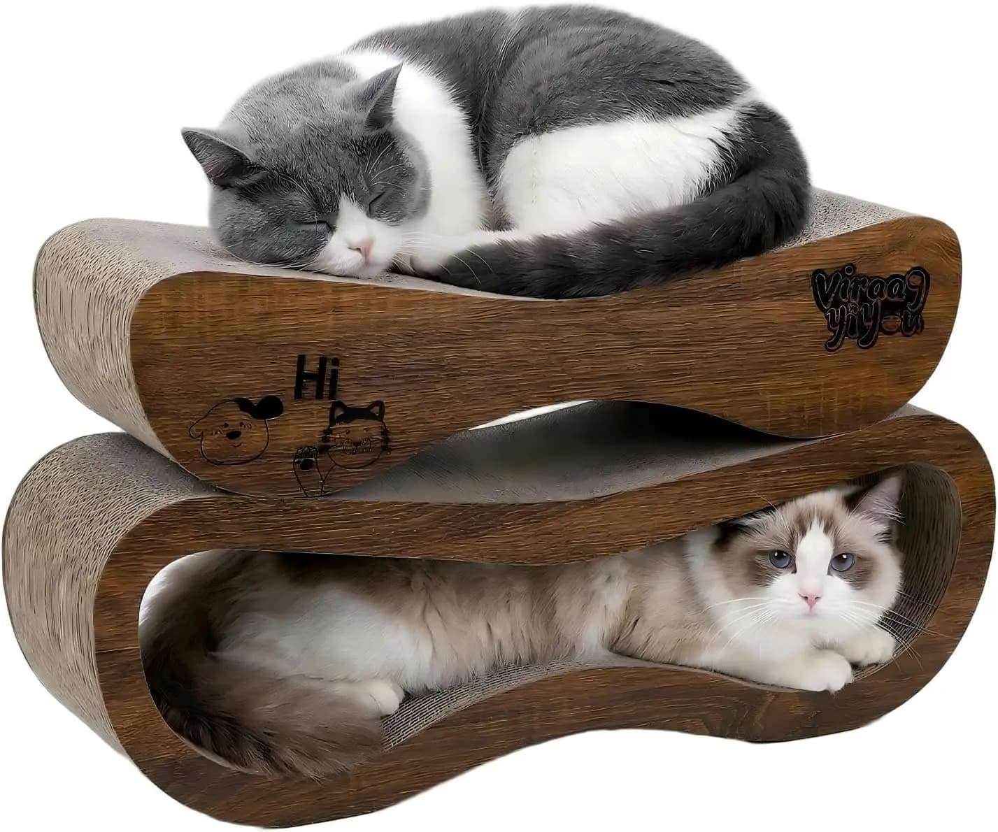 Tiragraffi per gatti, Tiragraffi 2 in 1 per gatti, Tiragraffi in cartone, Tiragraffi per gatti come lettini