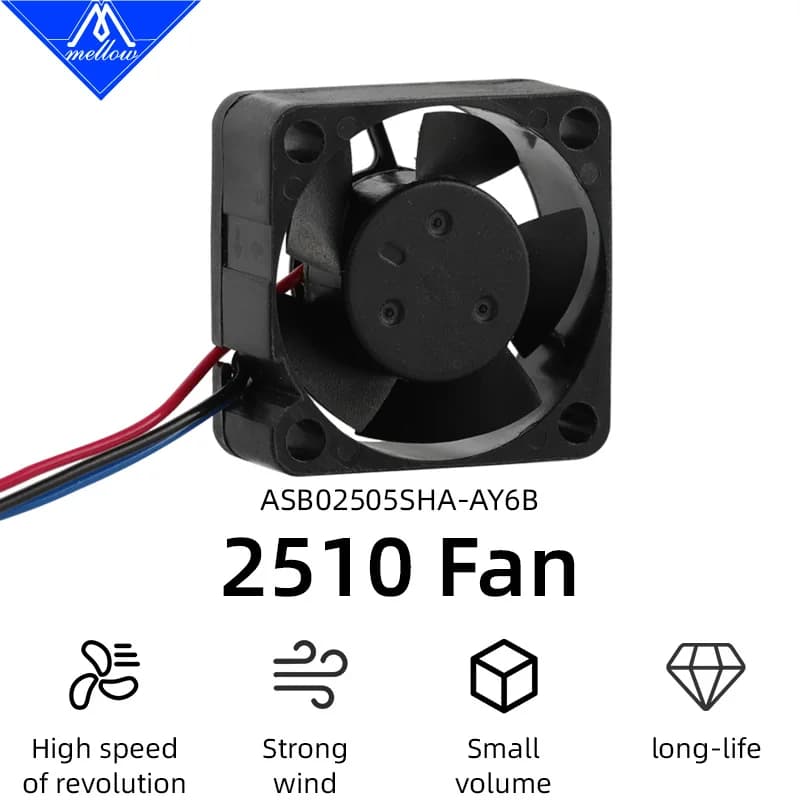 Mellow High Air Volume 2510 5V Axial 3-pin Axial Fan ASB02505SHA-AY6B Perfect for Xol Toolheads Update 3D Printer Parts