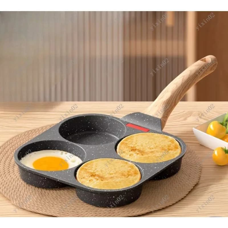 Kitchen utensils for breakfast with non-stick burger pan for 4 holes for the house