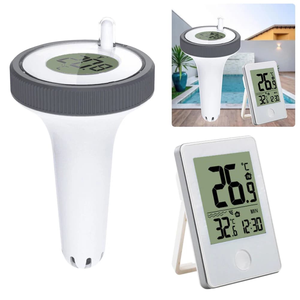 Termometro galleggiante wireless Termometro digitale per piscina impermeabile IPX8 di facile lettura con monitor della temperatura esterno/interno