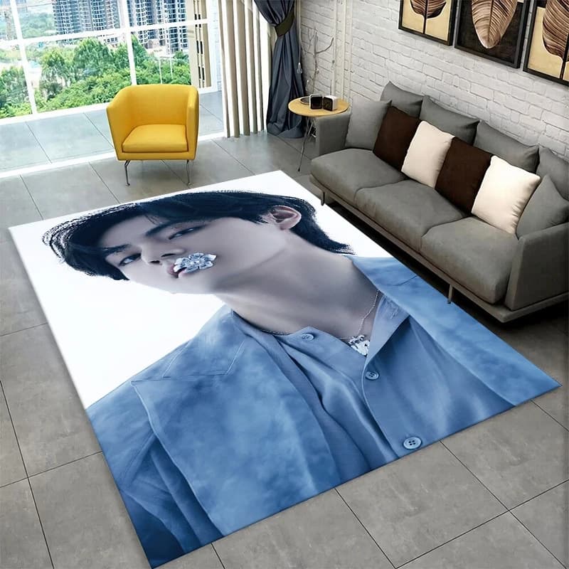 Famoso Tappeto Antiscivolo B-BTS Kim Tae Hyung V KPOP per Soggiorno, Camera da Letto, Sala Giochi, Tappetino per Pavimento, Arredo Casa, Tappeto per Cameretta Bambini