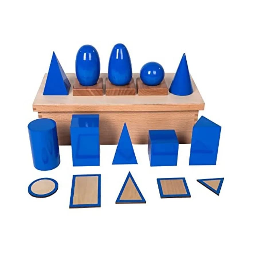 Grandi Forme 3D Geometriche in Legno, Giocattoli Montessori, Blocchi per Giochi Matematici - Set di Manipolatori Matematici, Blocchi Geometrici per Bambini