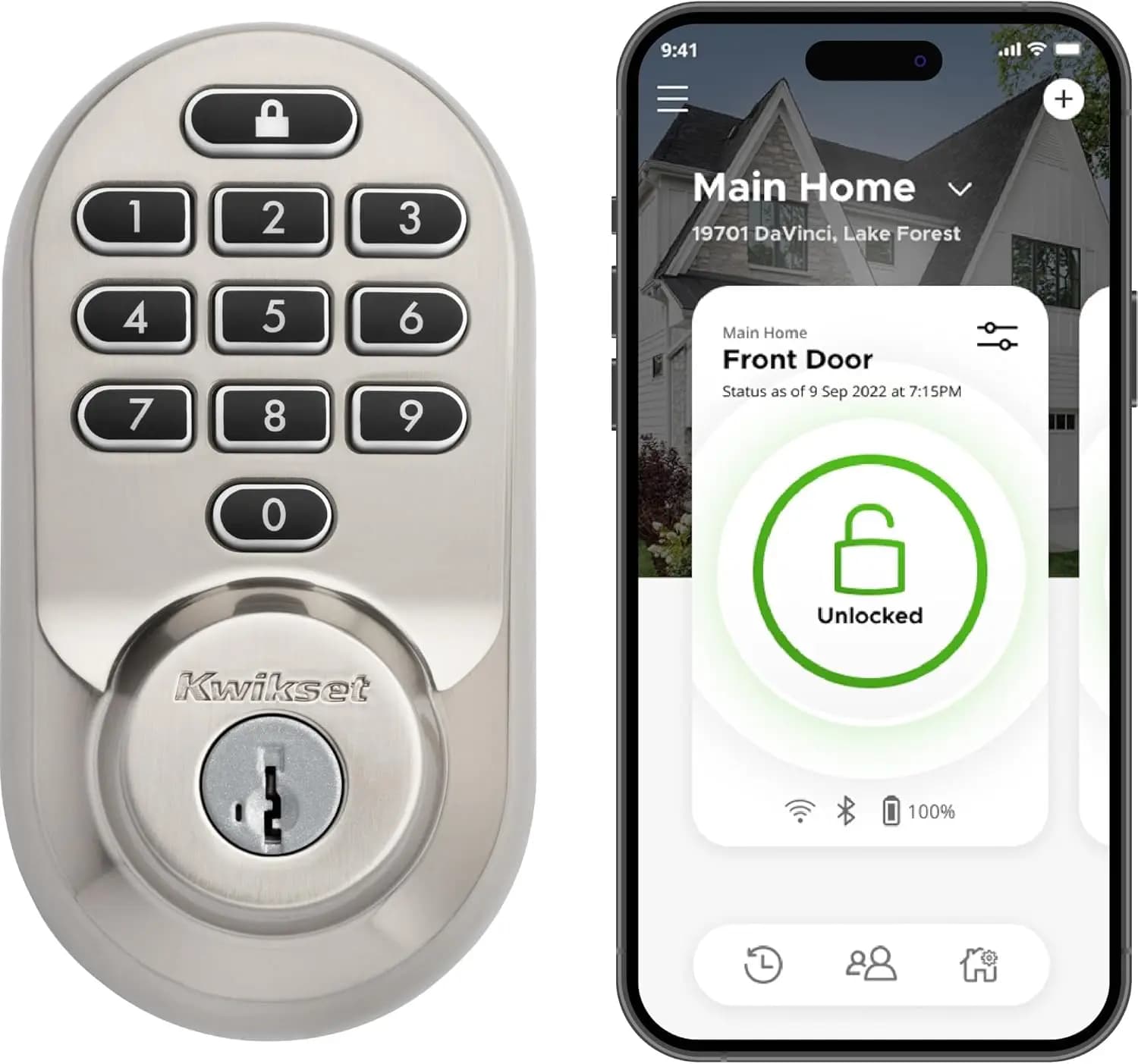 Serratura Intelligente Wi-Fi con Accesso Senza Chiave, Sblocco Automatico con Geofence, Certificazione Grado AAA, Facile Installazione, Finitura Nichel Satinato