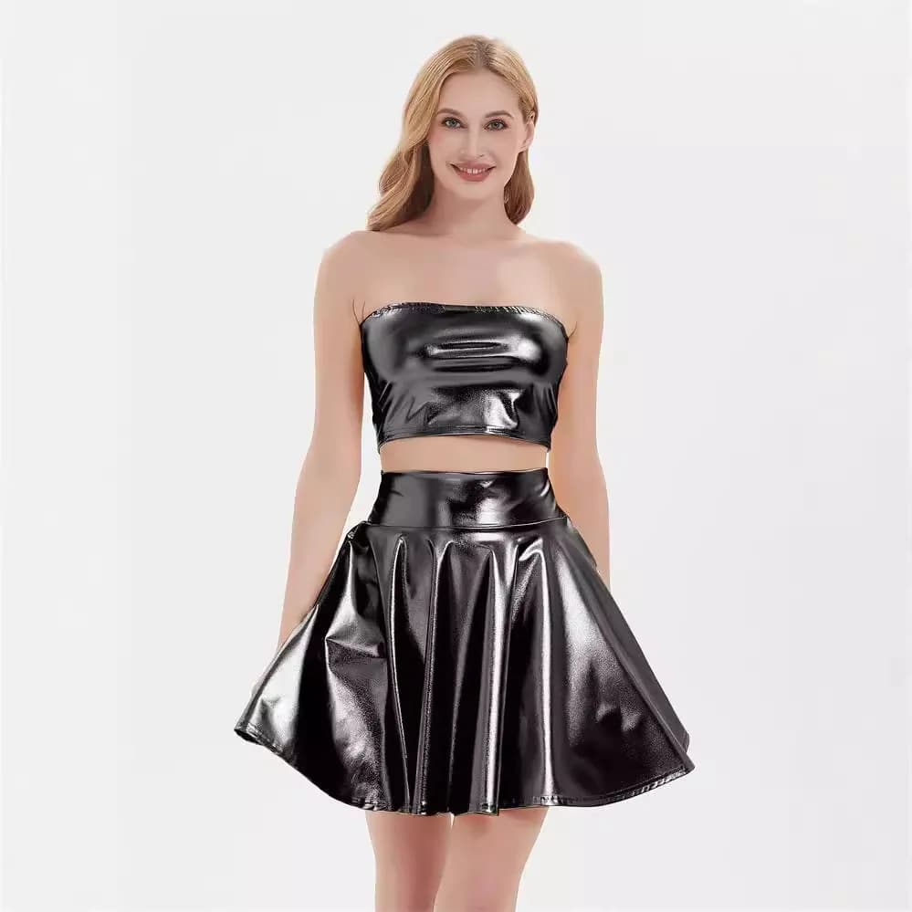 Women's Stage Show Big Trumpet Skirt Metal Pleated Skirt Nightclub